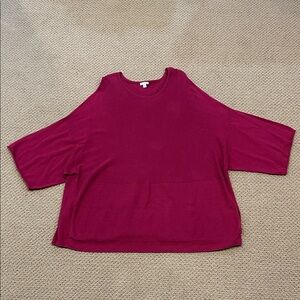 Pure Jill Kimono Cotton Cashmere Blend Sweater 3X Red Oversized Boxy Lagenlook